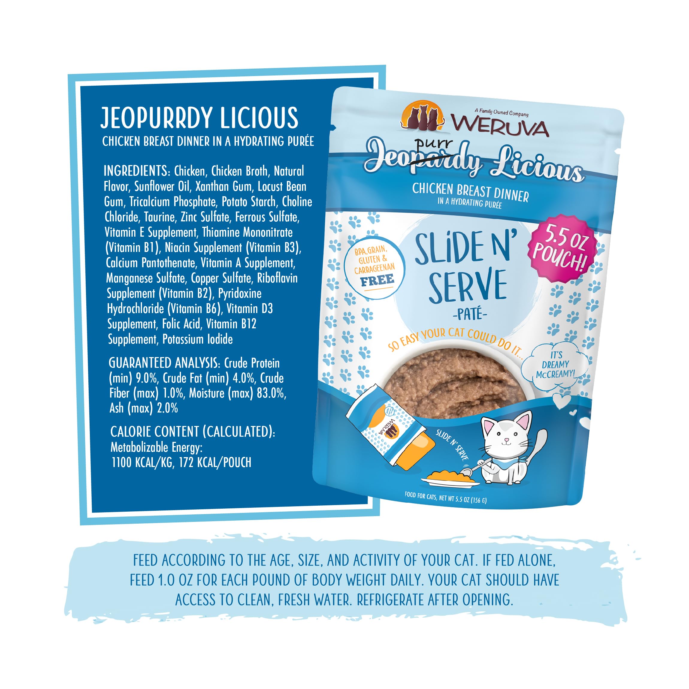 Weruva Jeopurrdy Licious, ingredientes naturales en cada porción