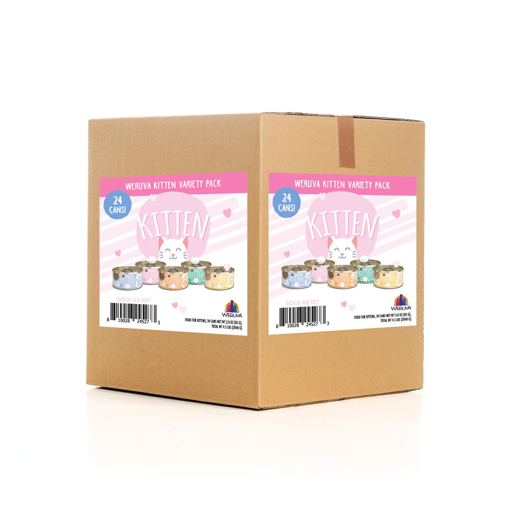 Weruva Kitten variedad latas 3 onzas, nutrición completa para gatitos en crecimiento, apoyo diario.