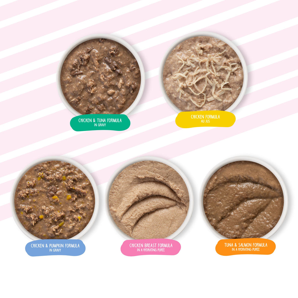 Weruva Kitten variedad latas 3 onzas, fórmula libre de granos para estómagos sensibles.