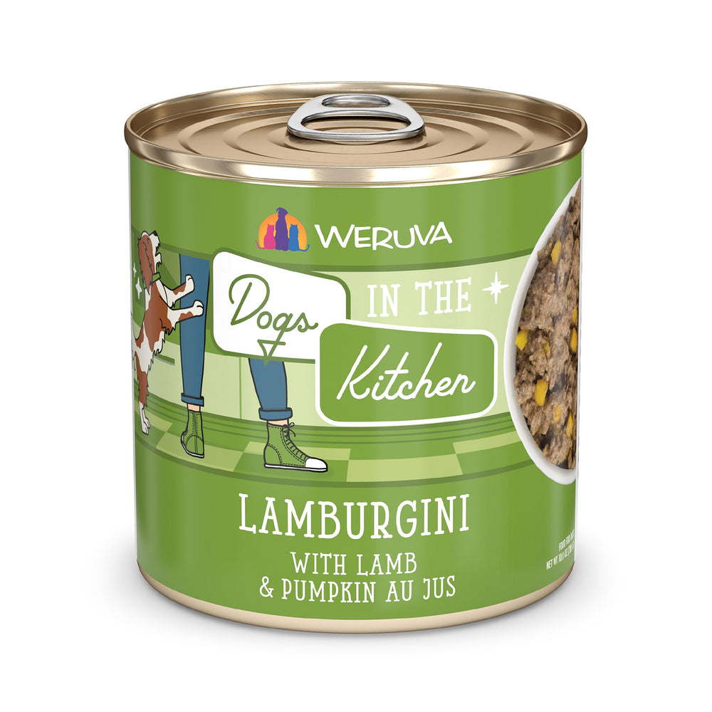 Weruva Lamburgini con cordero y calabaza en jugo para hidratación diaria.