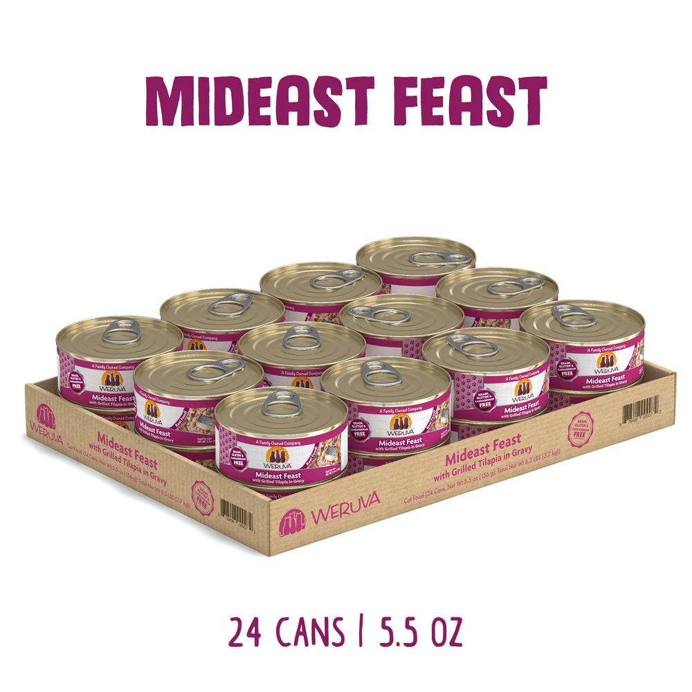 Weruva Mideast Feast tilapia en salsa, textura jugosa para masticar