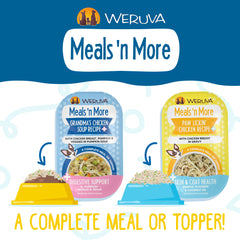 Weruva Meals 'n More, presentación de 20 latas facilita la planificación de comidas.