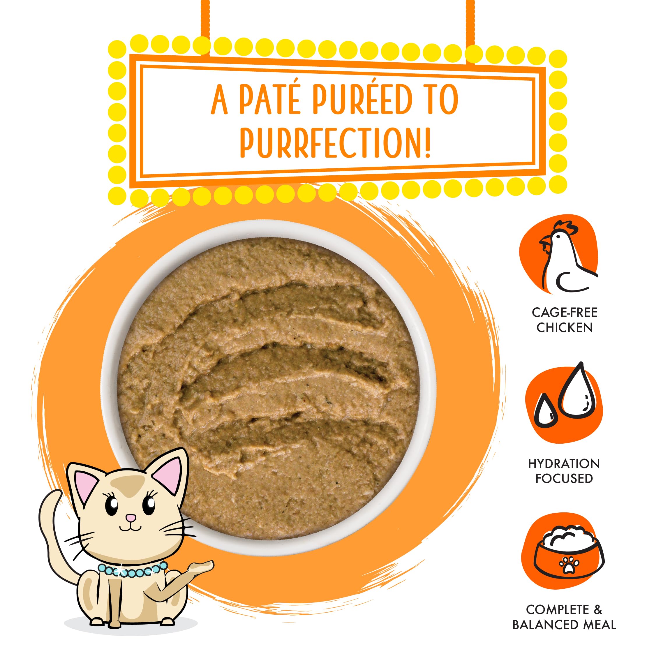 Paté cremosa de pollo y salmón de Weruva, textura sedosa para gatos.
