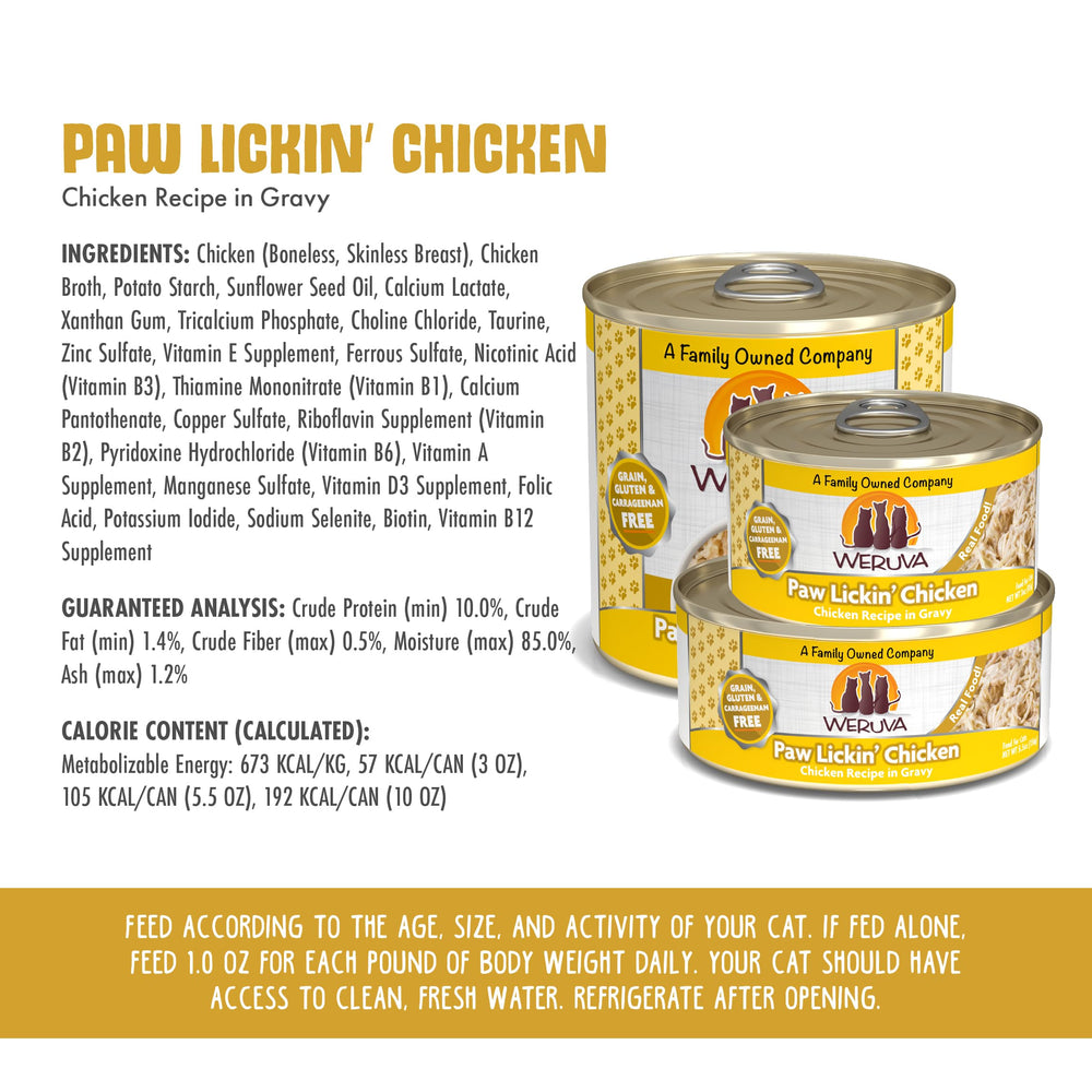Weruva Paw Lickin’ Chicken en salsa, sin granos ni gluten para sensibilidad