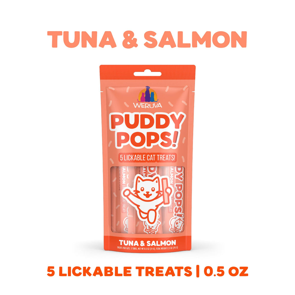 Textura para lamido de Weruva Puddy Pops con atún y salmón