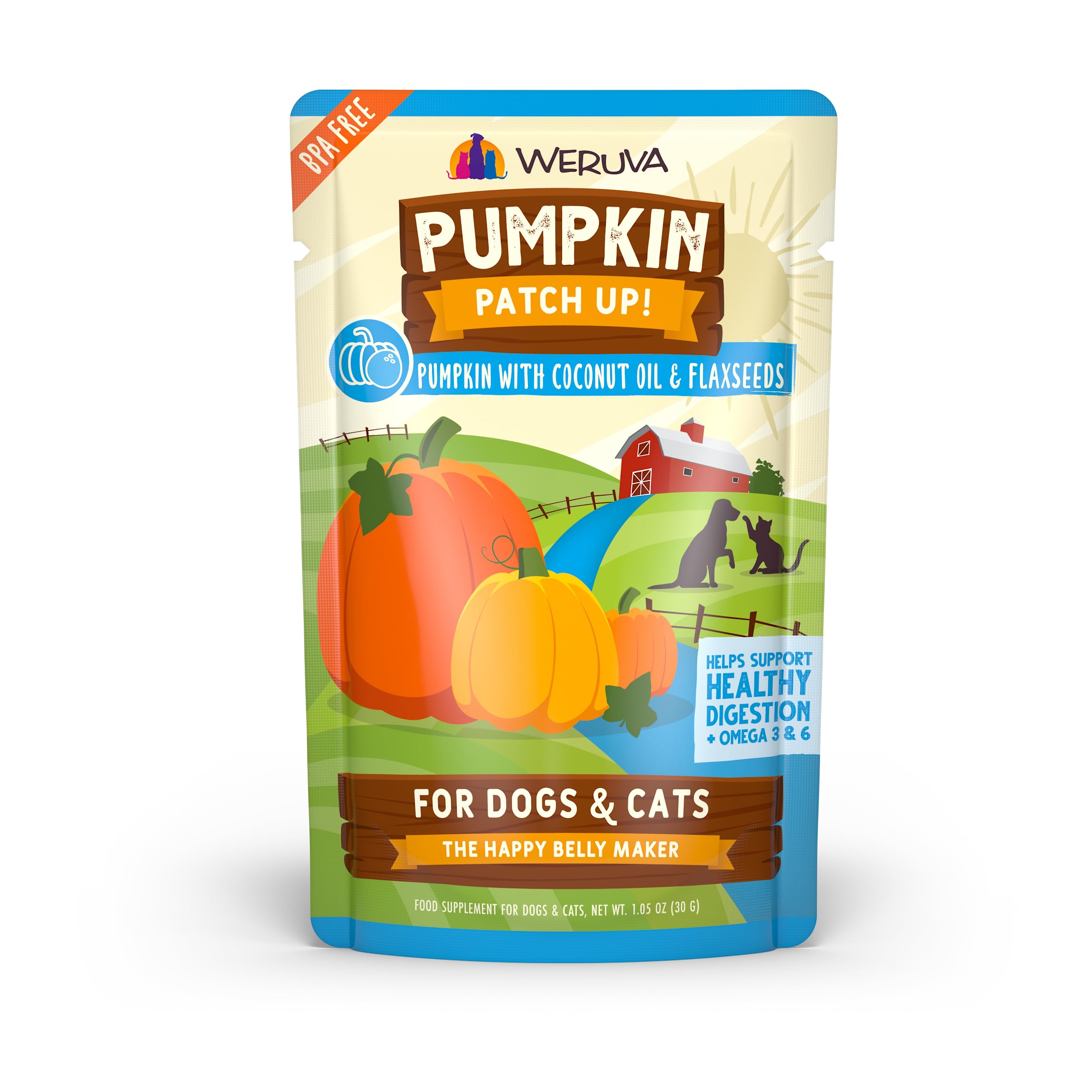 Weruva Pumpkin Patch Up! Puré de calabaza para perros y gatos, fácil de mezclar.