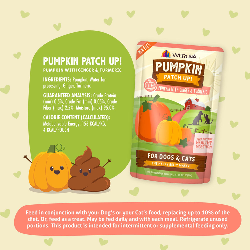 Weruva Pumpkin Patch Up bolsas listas para mezclar o premiar.