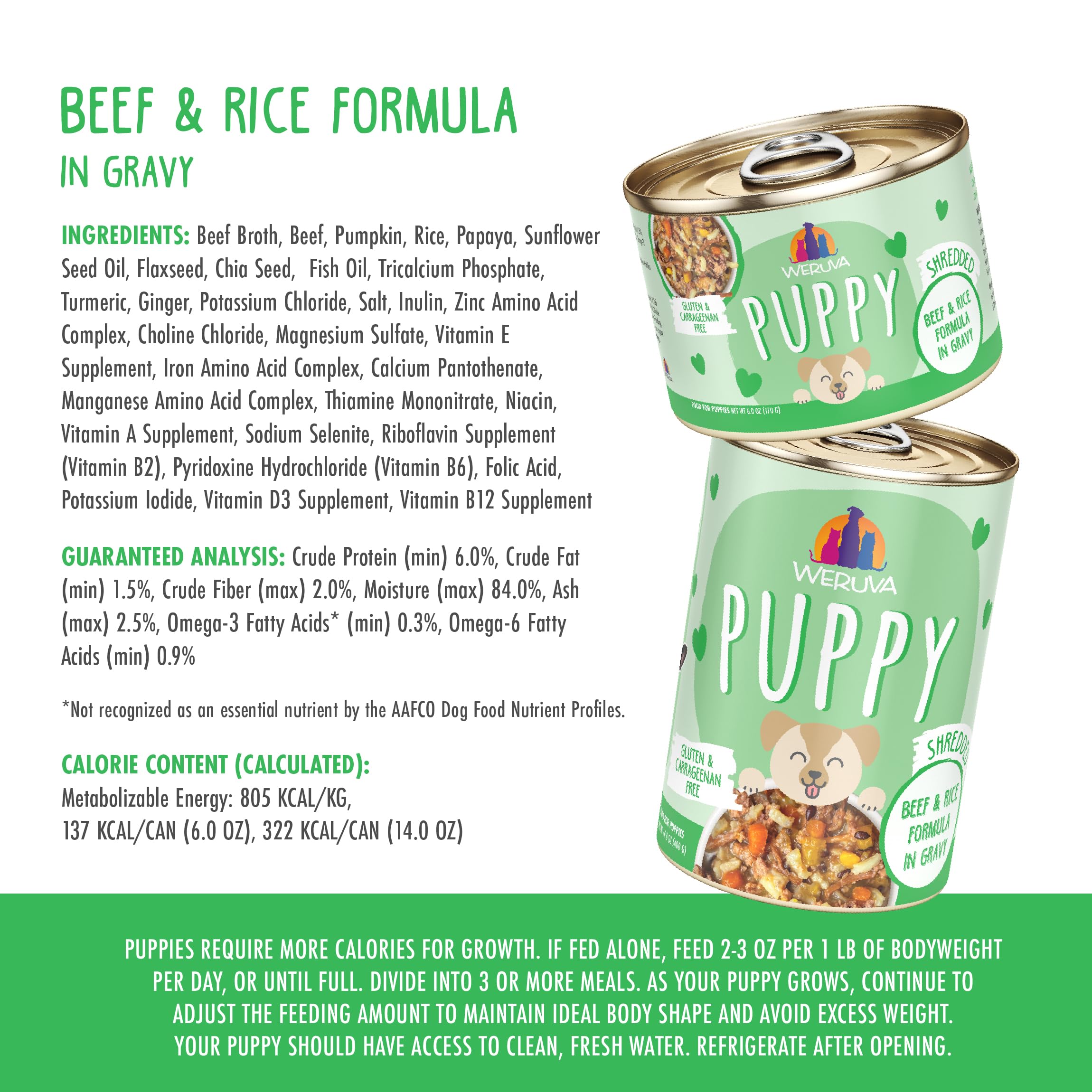 Weruva Puppy pack de 8 latas en caja para compra conveniente.