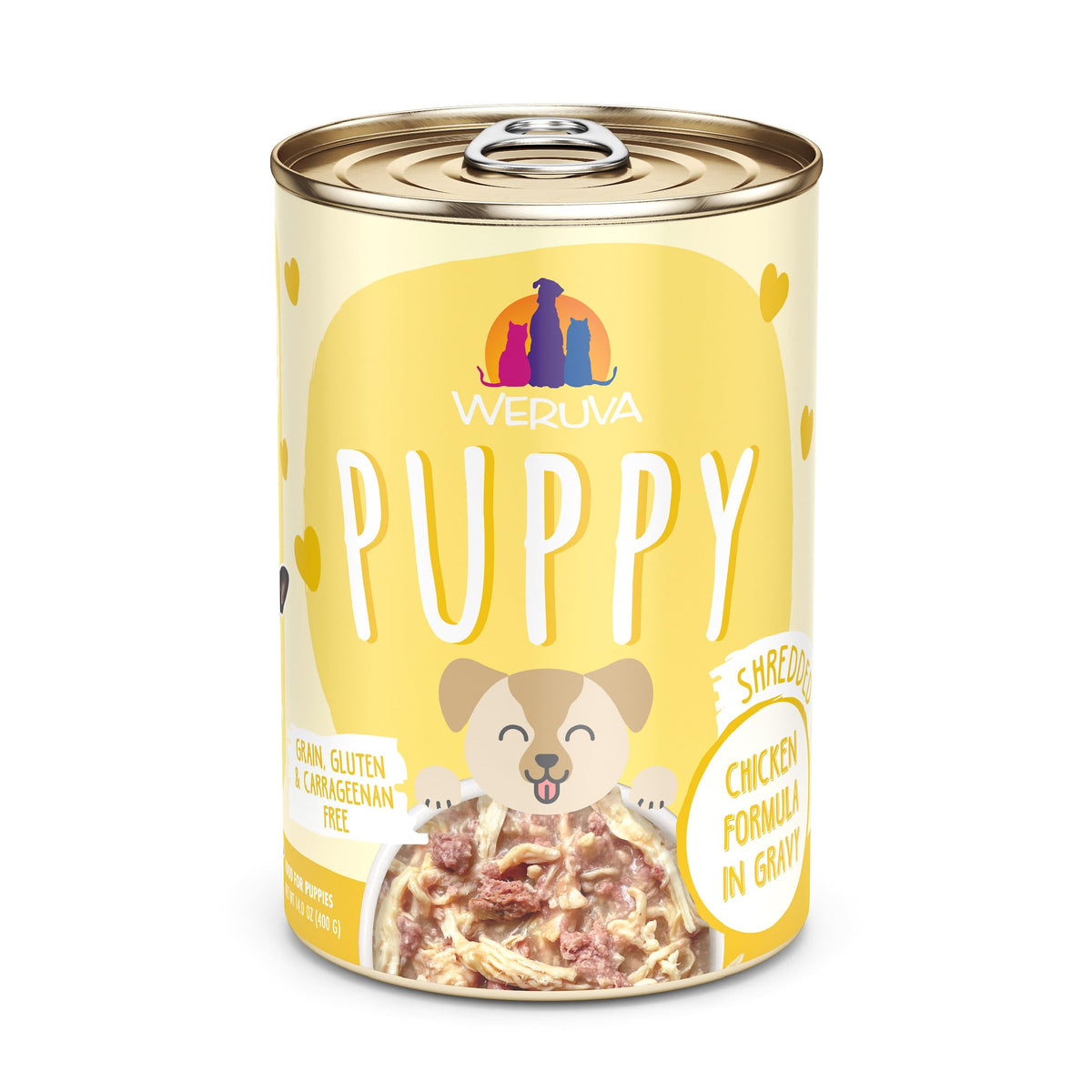 Weruva Puppy pollo en salsa, lata 14 oz, aporte proteico para cachorros en crecimiento.