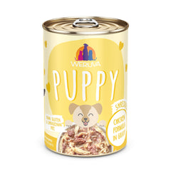 Weruva Puppy pollo en salsa, lata 14 oz, aporte proteico para cachorros en crecimiento.