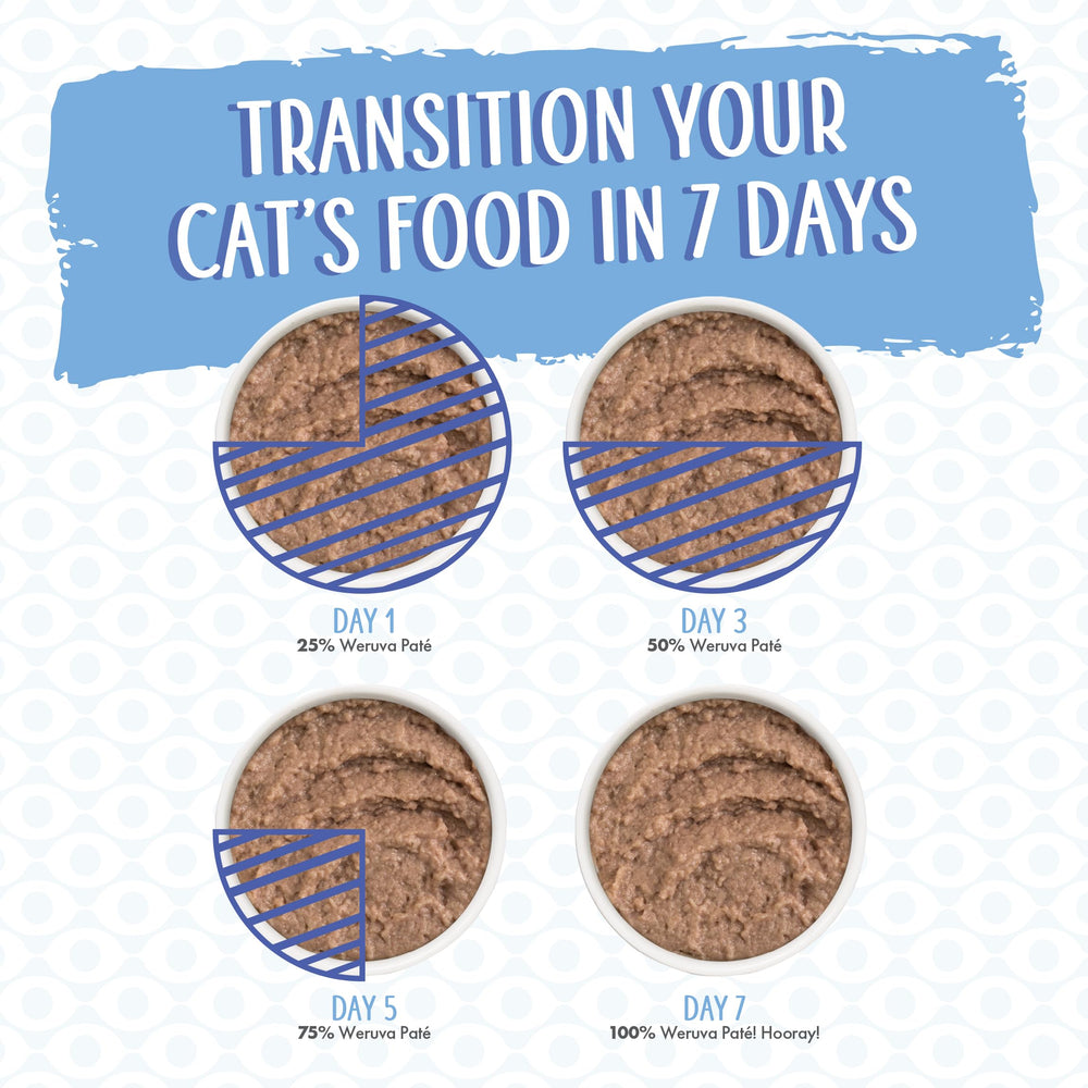 Selección variada de recetas de paté Weruva para gatos.