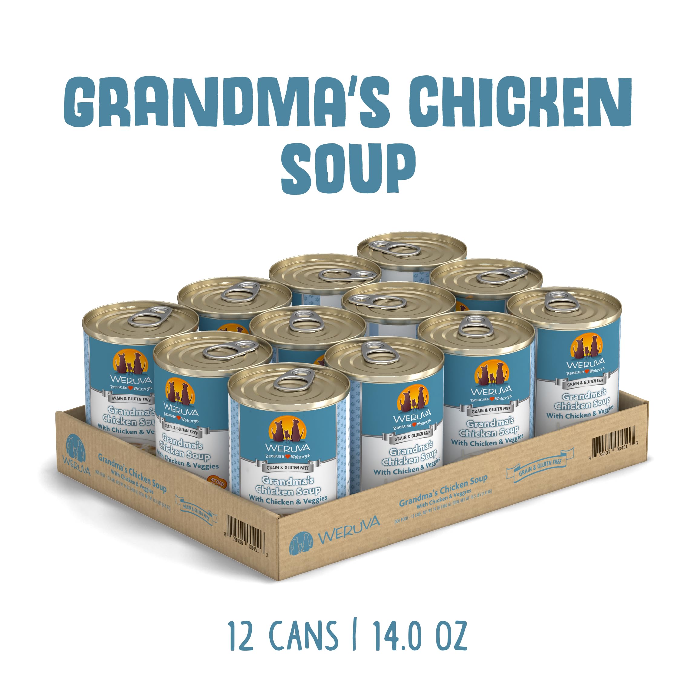 Imagen de sopa con pollo y verduras, Weruva, lata 14 oz; opción sabrosa para perros.