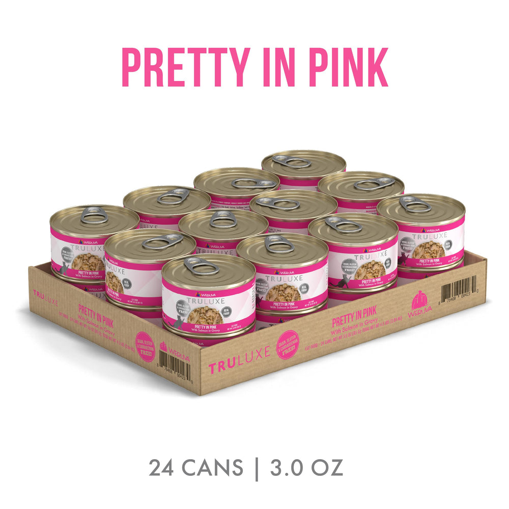 Weruva TruLuxe Pretty in Pink trozos de salmón en salsa para gatos.