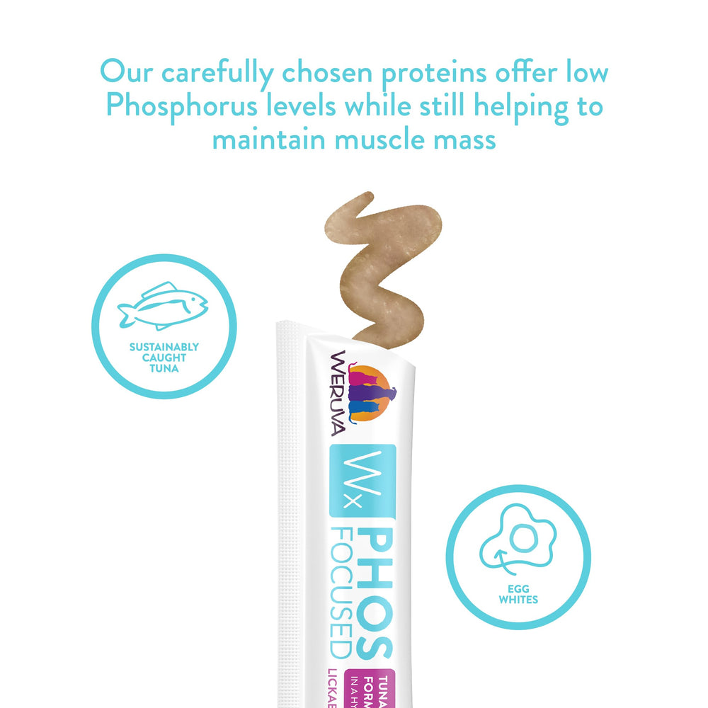 Weruva Wx Phos Focused ingredientes naturales sin granos para gatos.