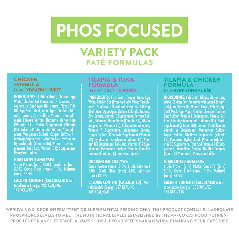 Ingredientes naturales en Weruva Wx Phos Focused Pate para gatos