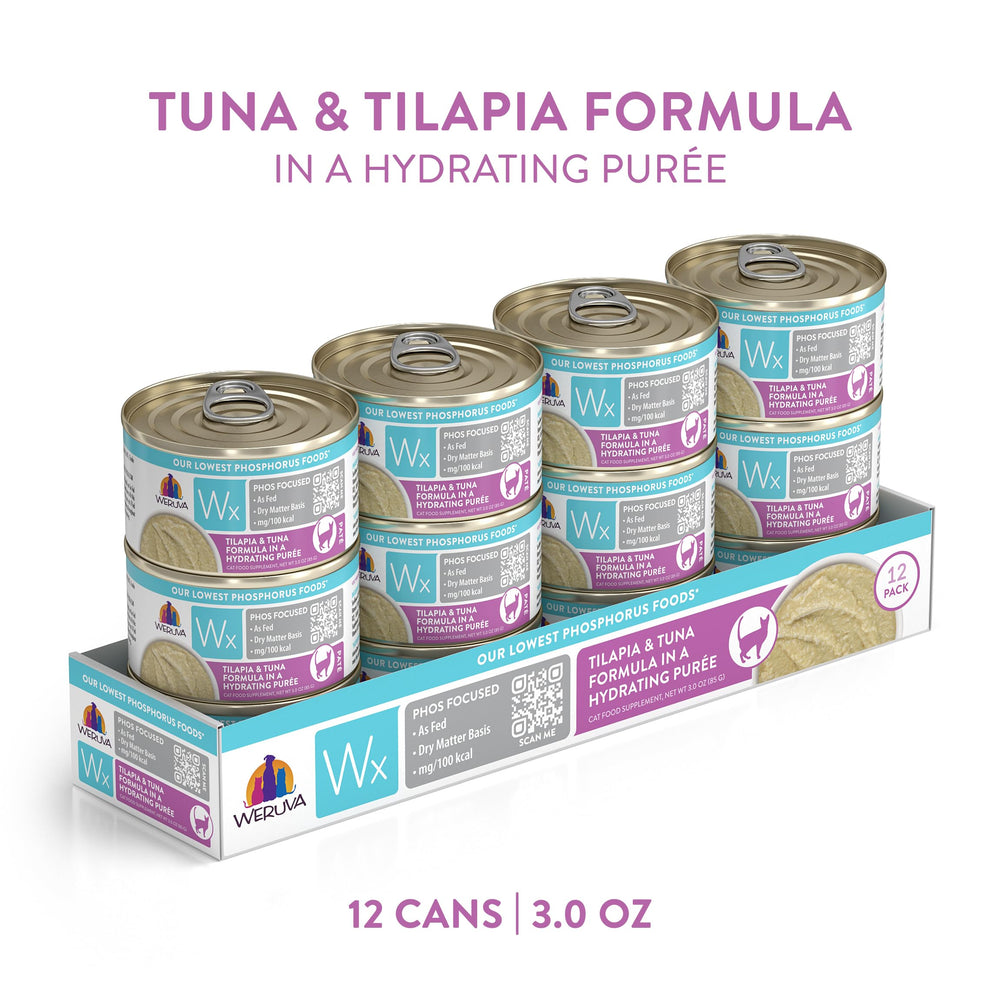 Weruva Wx Phos Focused Puré Hidratante, proteína alta para gatos.