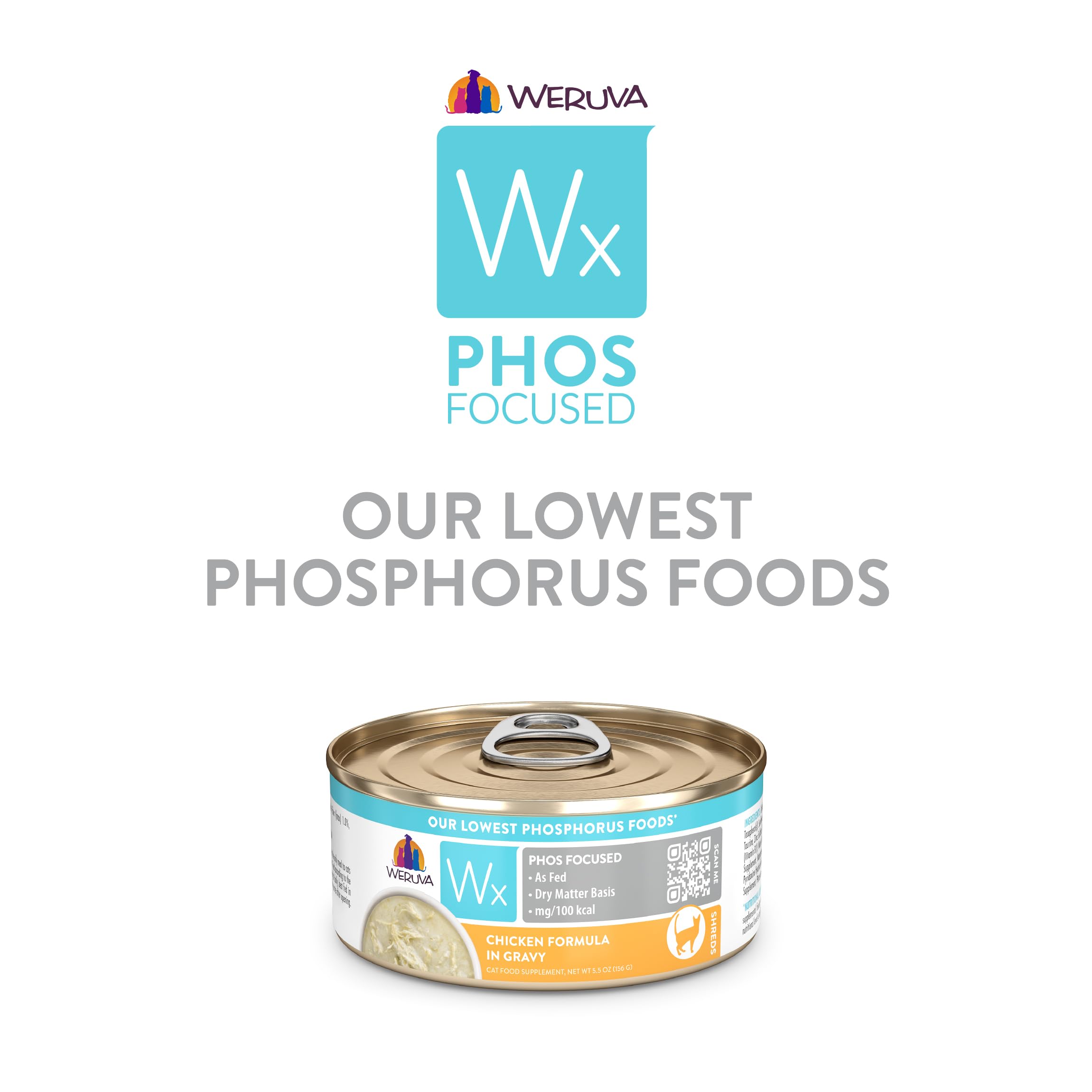 Weruva Wx Phos Focused, sin aditivos, textura suave para consumo diario.