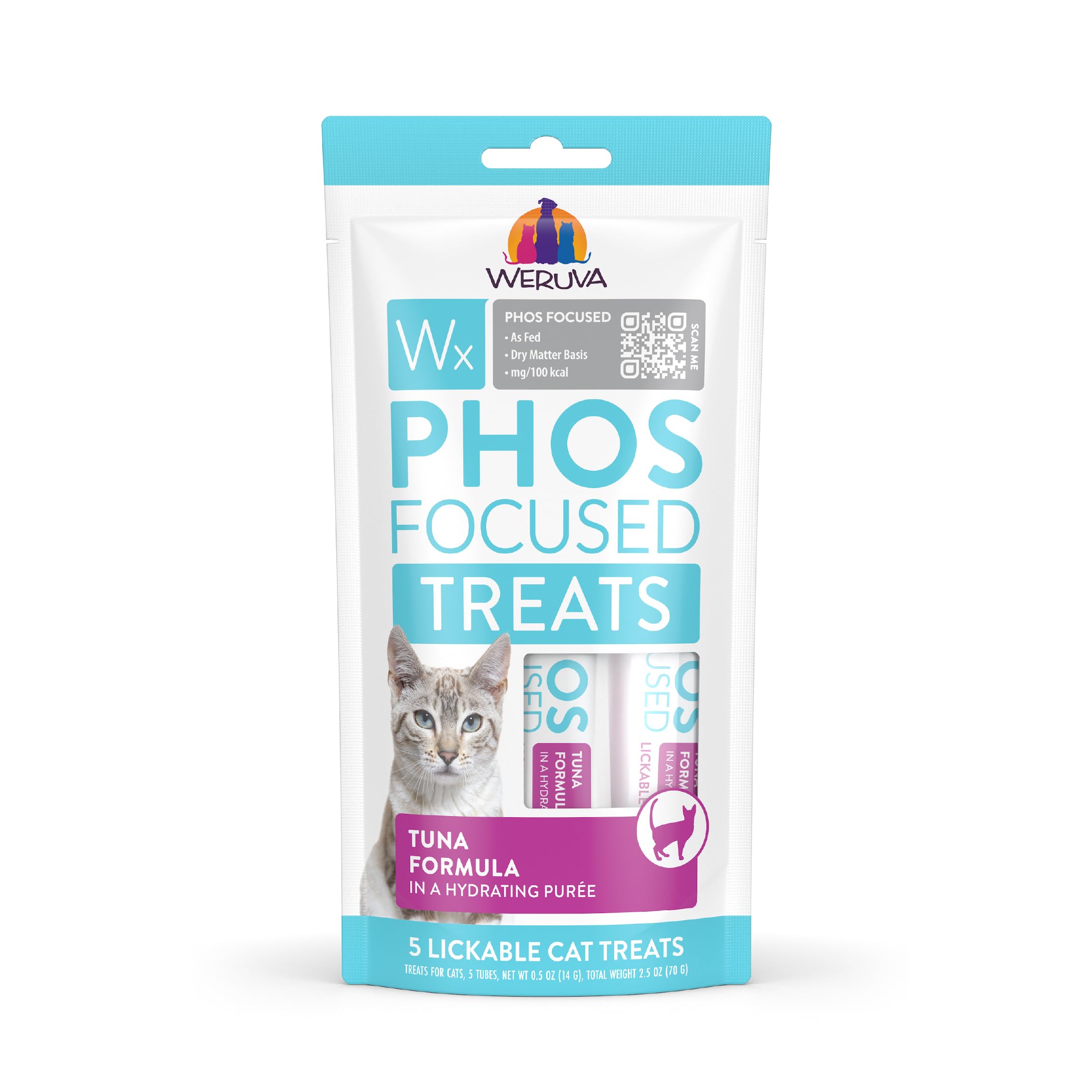 Weruva Wx Phos Focused, tubo de atún, ideal para lamido suave y dieta equilibrada.
