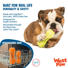 West Paw Qwizl, diseño ergonomico facilita un agarre comodo durante el juego