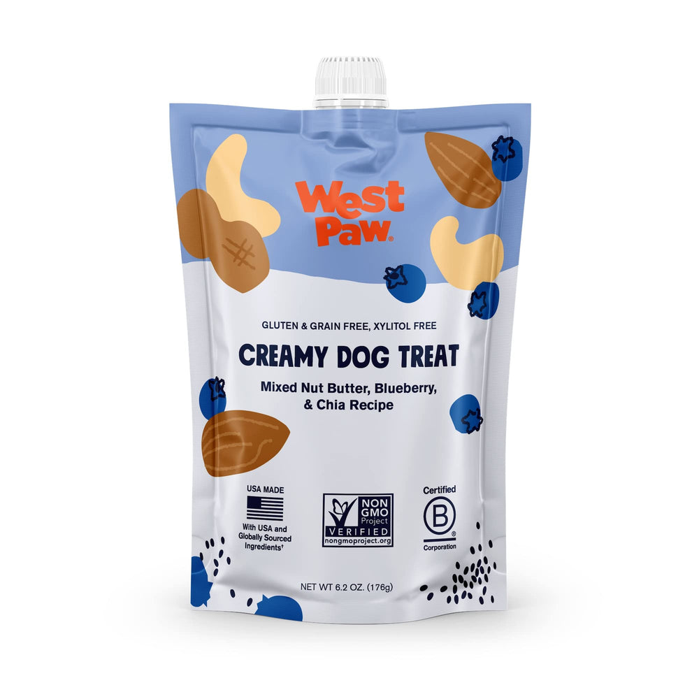 WEST PAW snack perro crema arándano y chía, sabor irresistible para premiar durante el entrenamiento