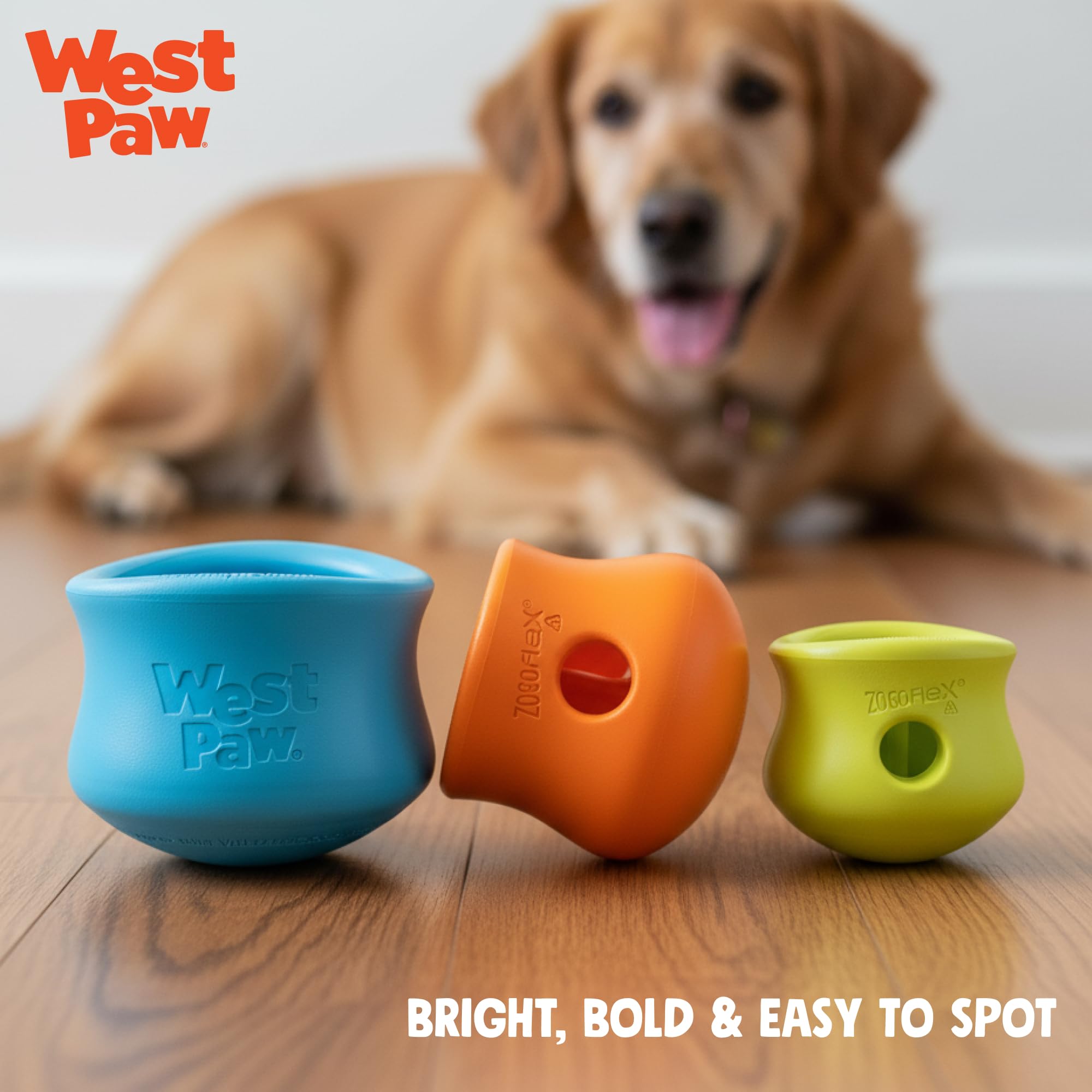 WEST PAW Toppl material durable Zogoflex, seguro y fácil de limpiar.