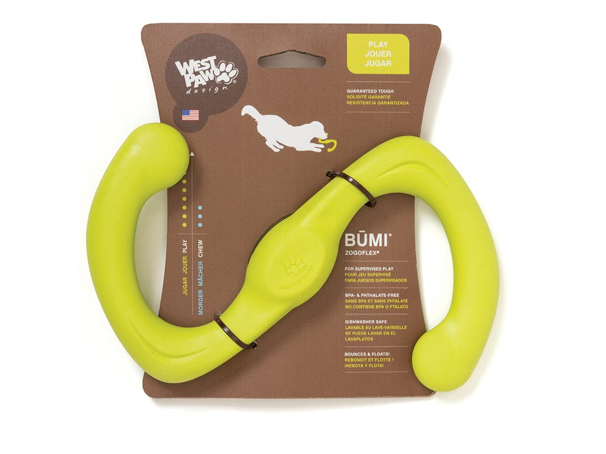 West Paw Zogoflex Bumi, juguete en forma de S, ideal para juegos de tirar y buscar.