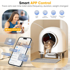 Whiffee caja litter automatico 88l, control por aplicación para limpieza sin esfuerzo