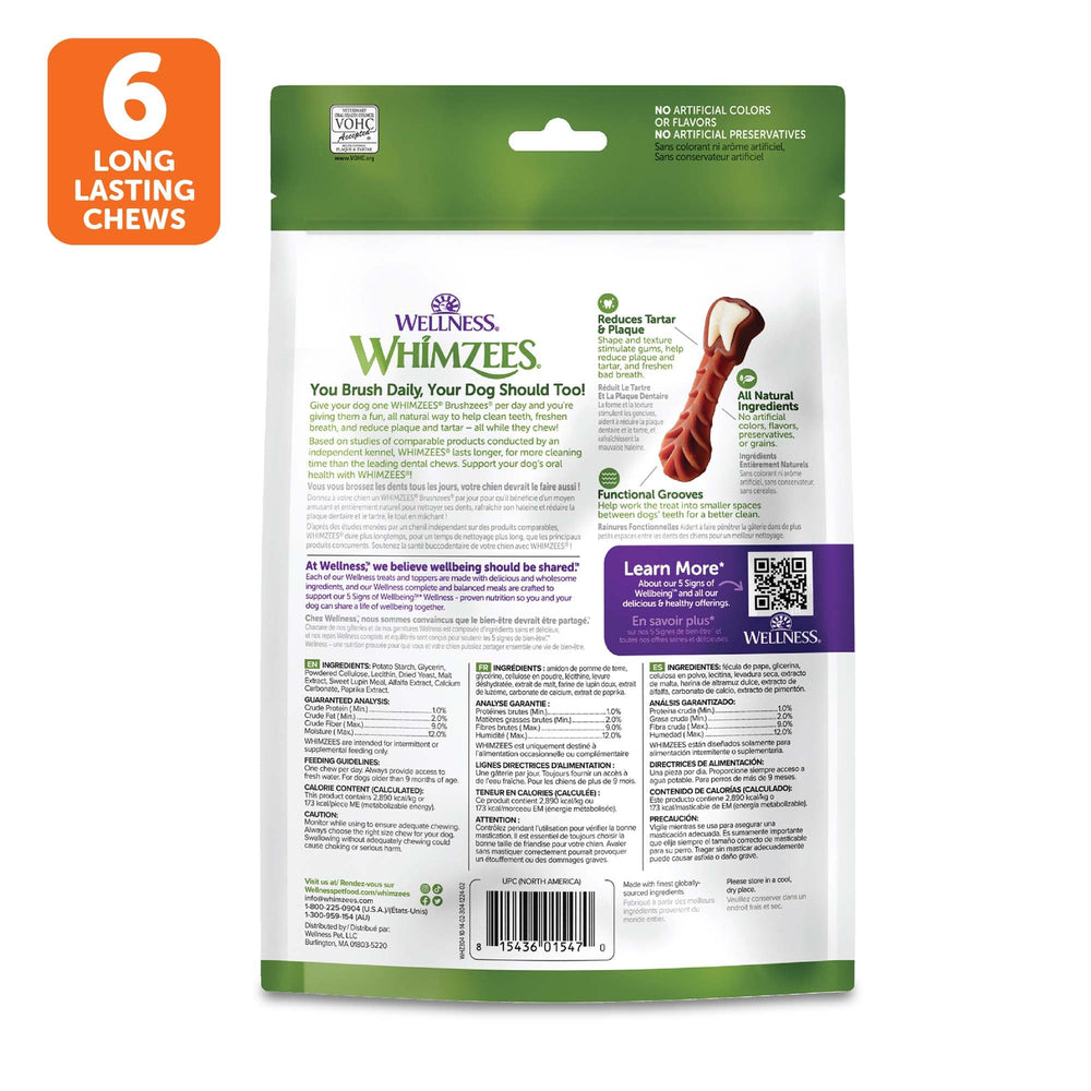 Whimzees Brushzees, tamaño grande, ideal para perros de talla grande y enérgicos