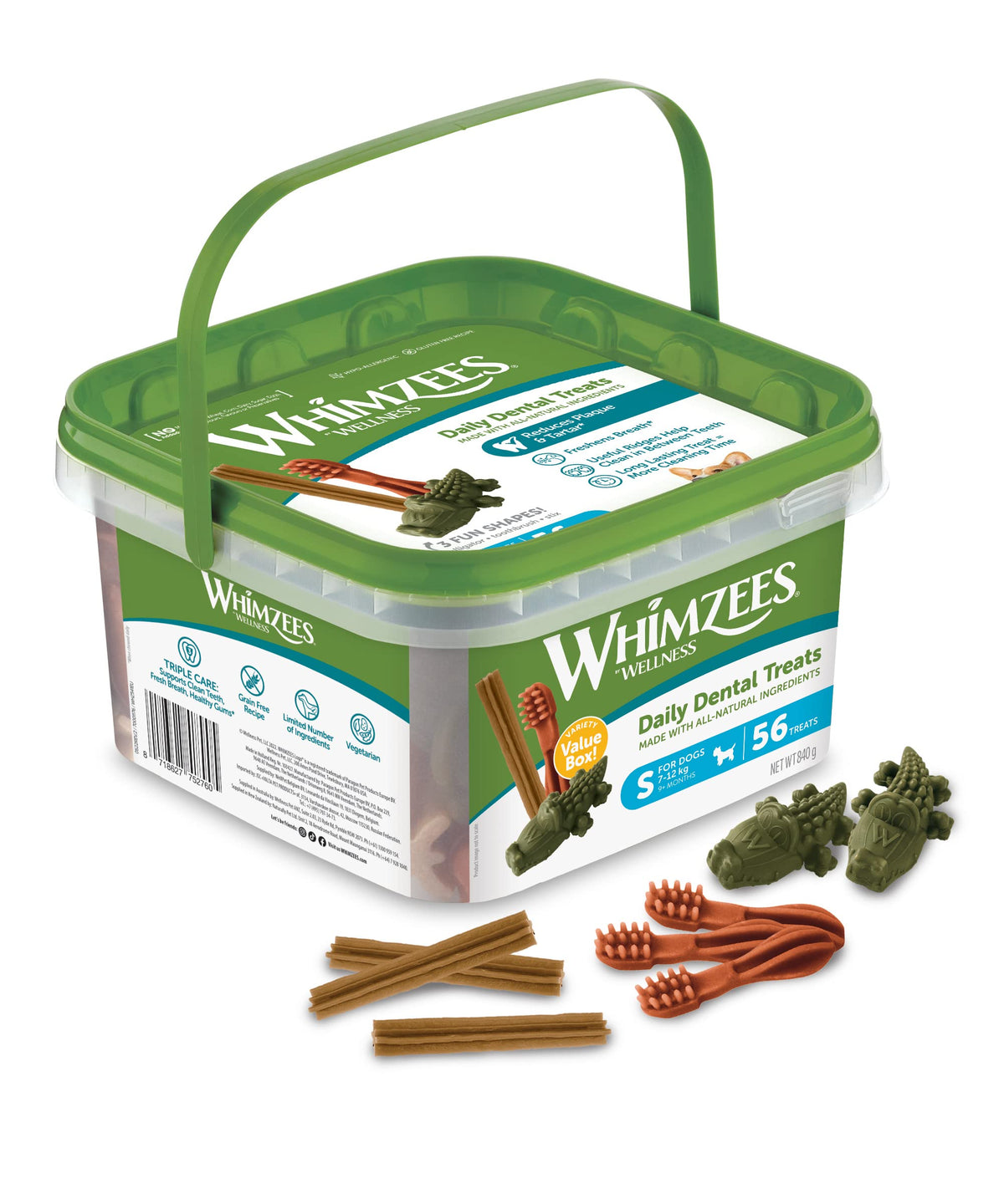 Whimzees cocodrilo: masticable dental natural que ayuda a limpiar dientes.