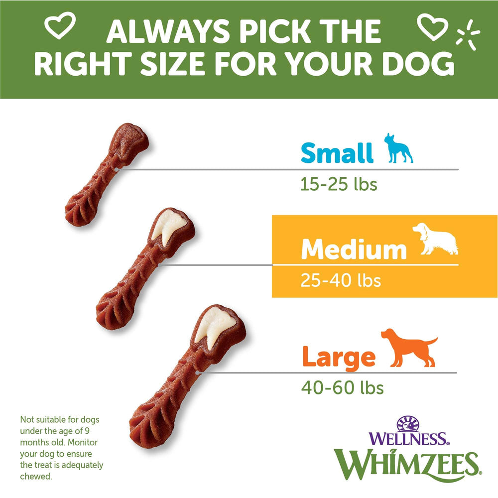 Whimzees para perros de tamaño mediano, ajuste ideal.