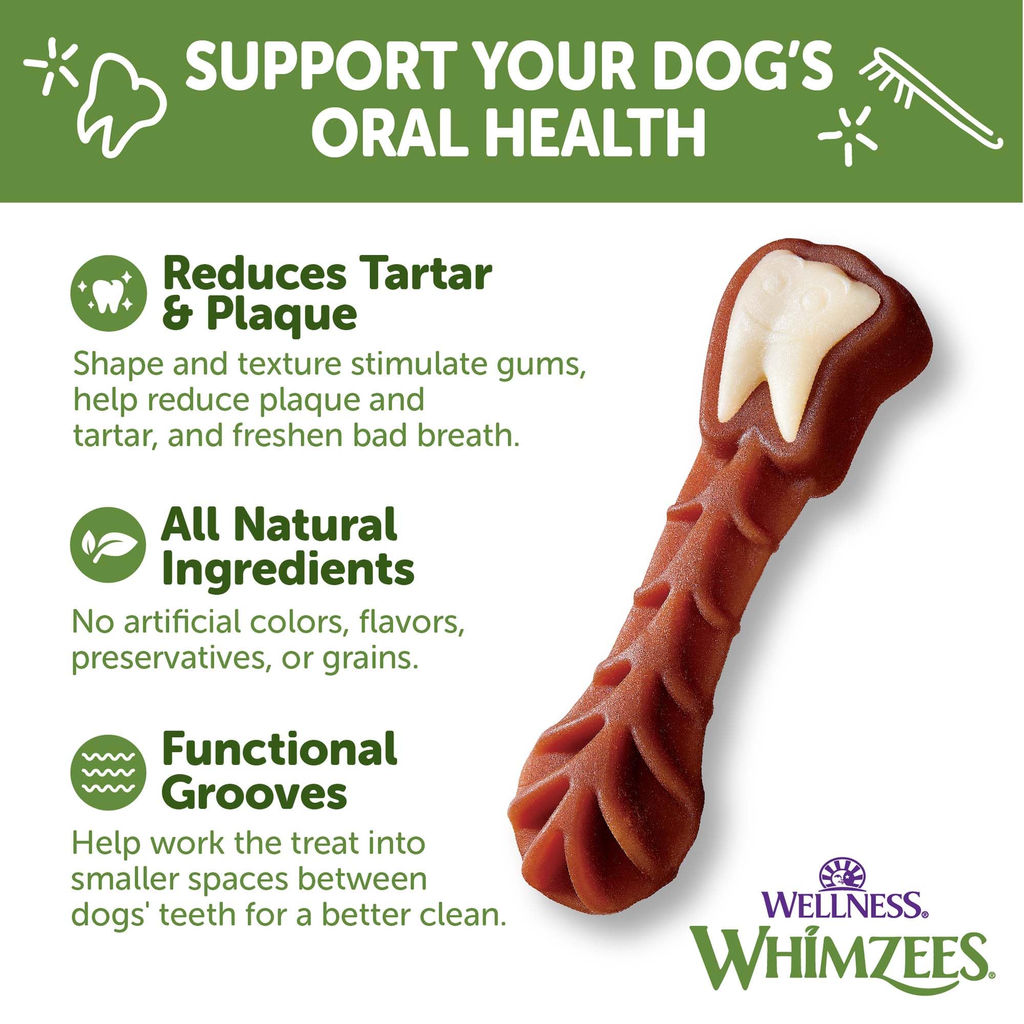 Whimzees sin granos y natural para perros con sensibilidades.