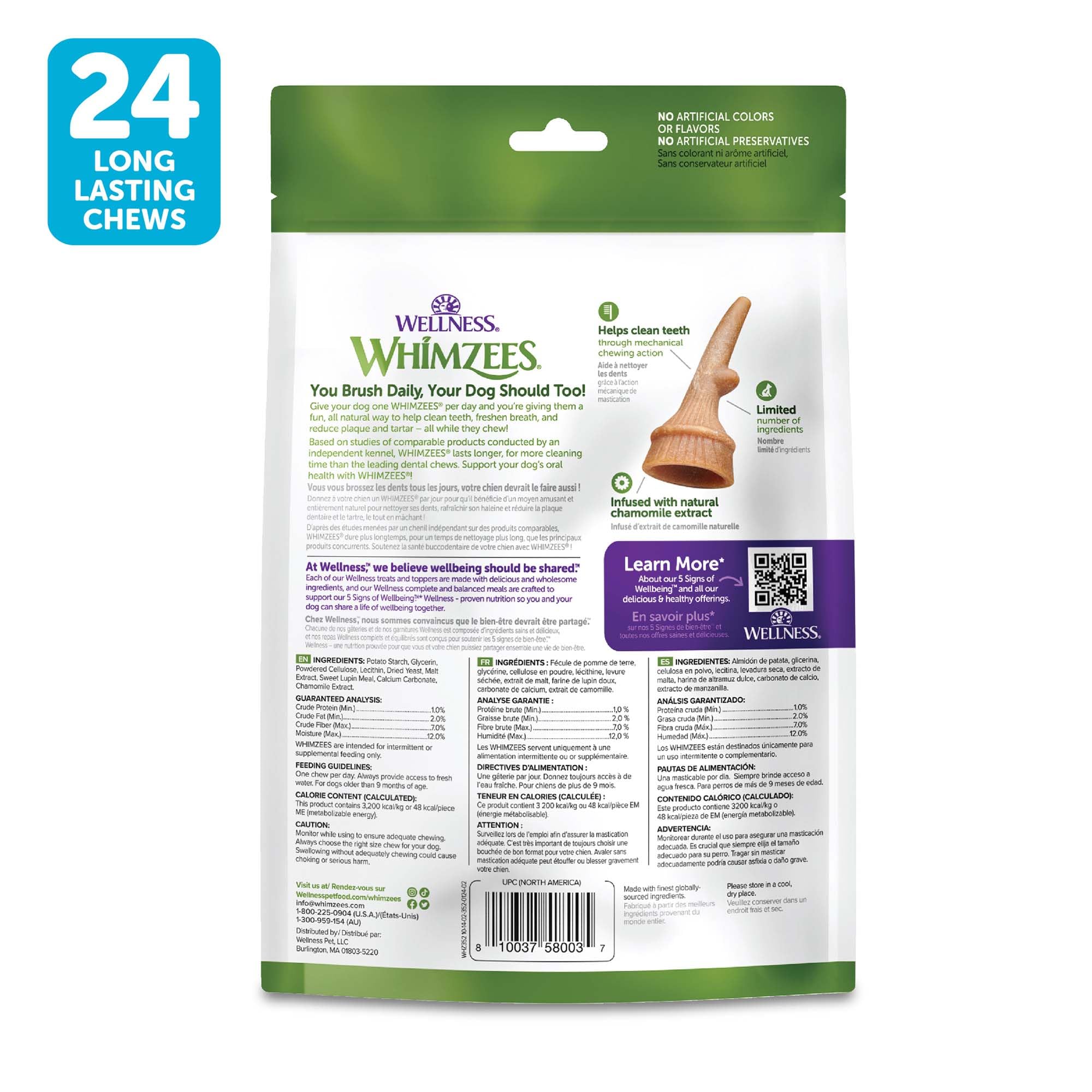 Whimzees Wellness Occupy: agarre fácil para perros activos durante la mordida.