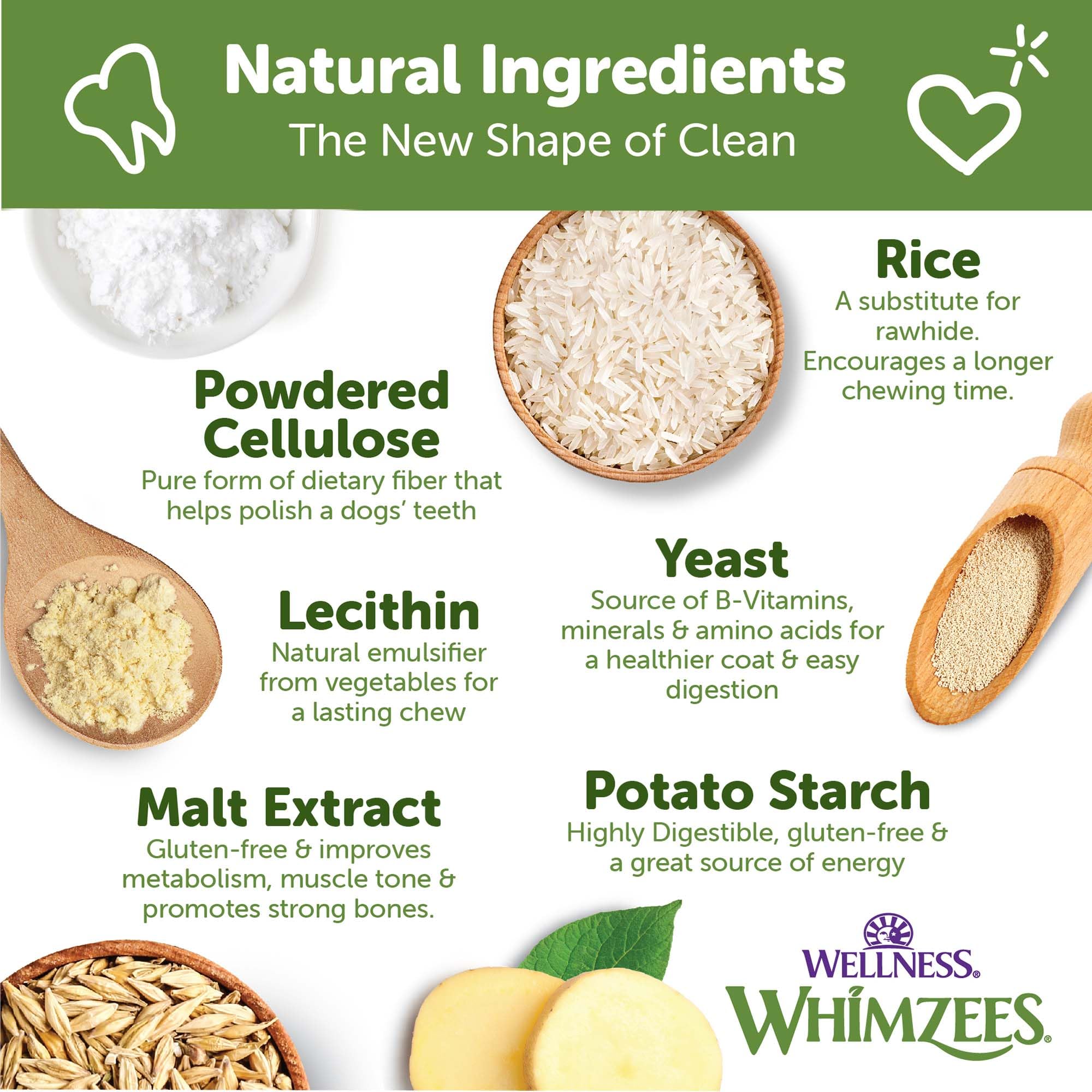 Whimzees Wellness Ricebone, hueso dental, ayuda a mantener la limpieza diaria.