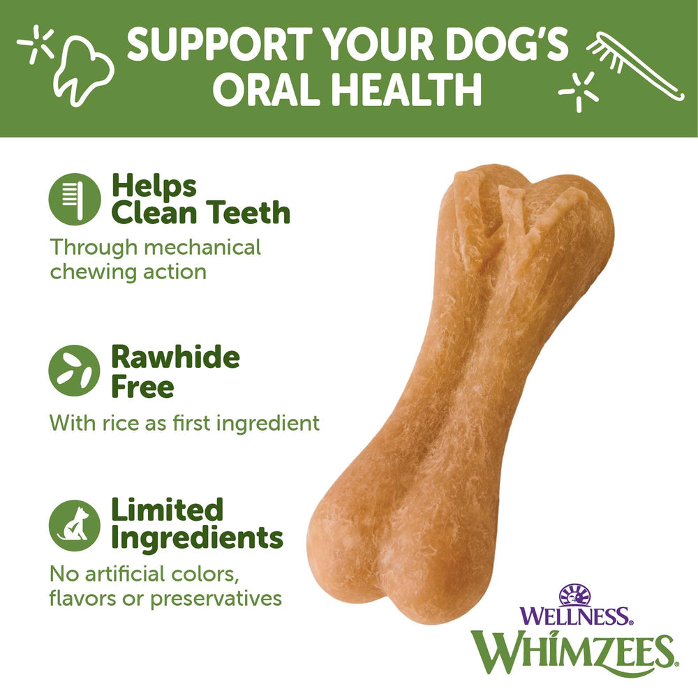 Whimzees Wellness Ricebone, textura ranurada para masticación más efectiva.