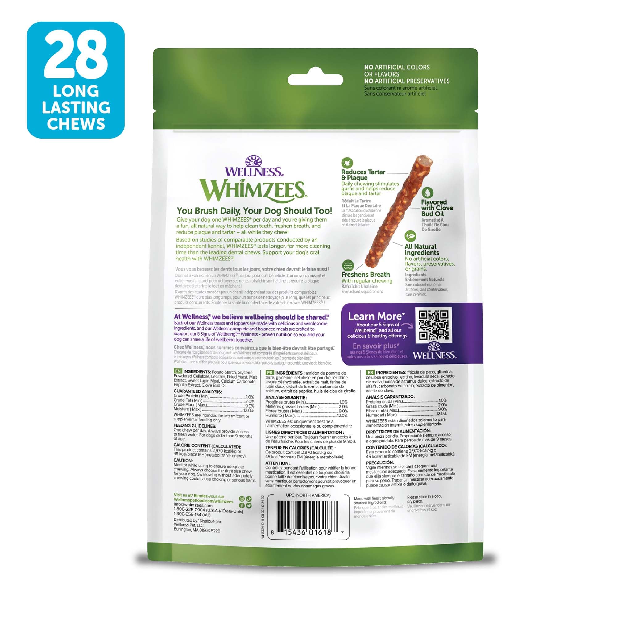 Whimzees sin colorantes artificiales, opción natural para perros sensibles