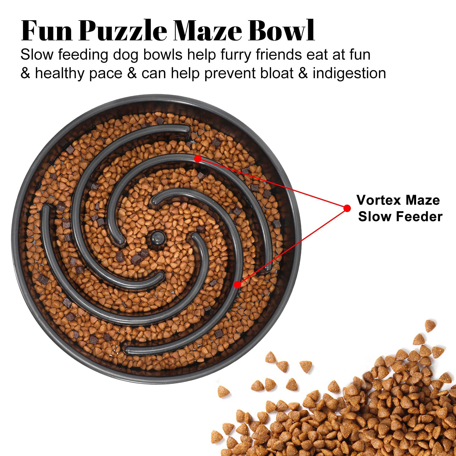WHIPPY tazon grande antideslizante gris evita derrames durante la comida.