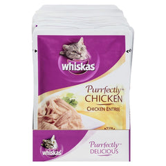 Whiskas bolsa de pollo, cierre de sabor, pollo jugoso para gatos.