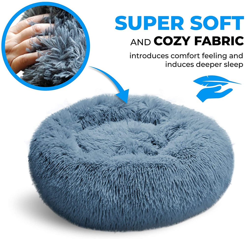 Whiskers & Friends cama donut acolchado ideal para mascotas ansiosas.