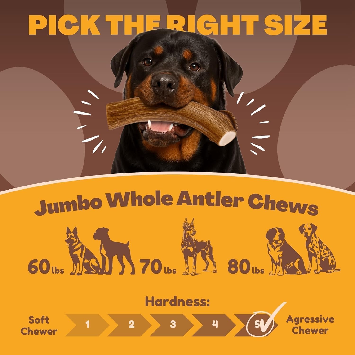 WhiteTail Naturals asta ciervo con corte seguro evita aristas y lesiones