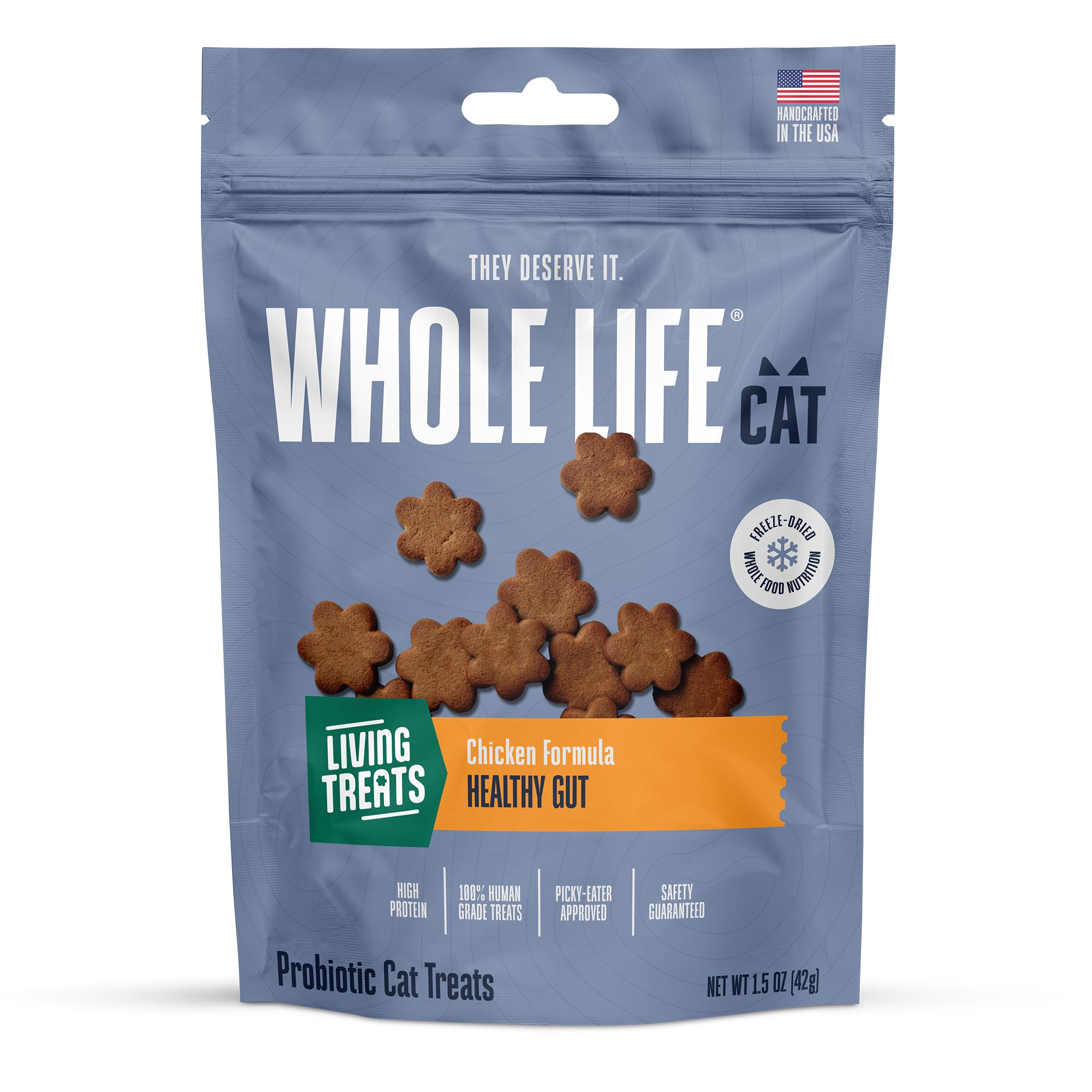 Premios Whole Life para gatos en empaque, apoyo suave para la digestión felina