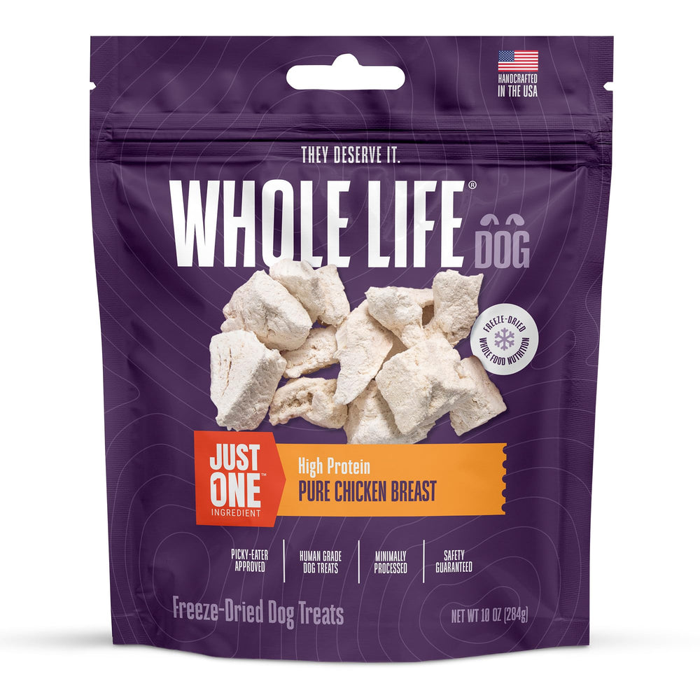 Just One Pollo de Whole Life Pet Products, trocitos deshidratados para premio natural.