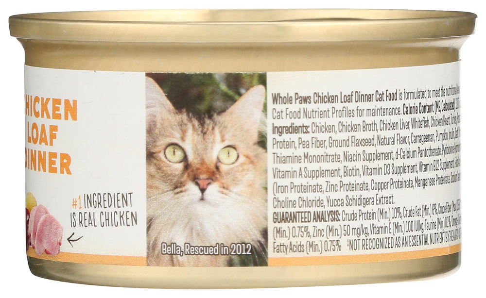 Whole Paws paté de pollo para gatos, aroma apetitoso para incentivar la comida.