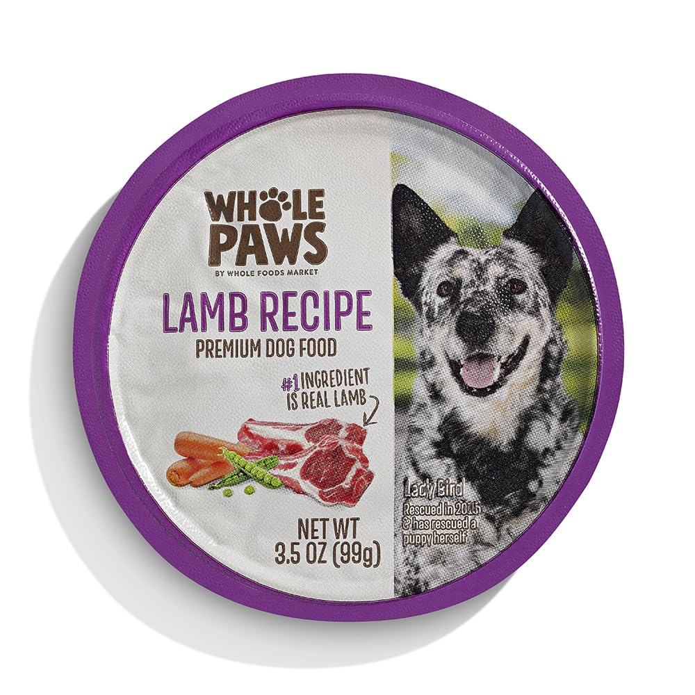 Whole Paws plato de comida húmeda de cordero para perros, sabor natural.