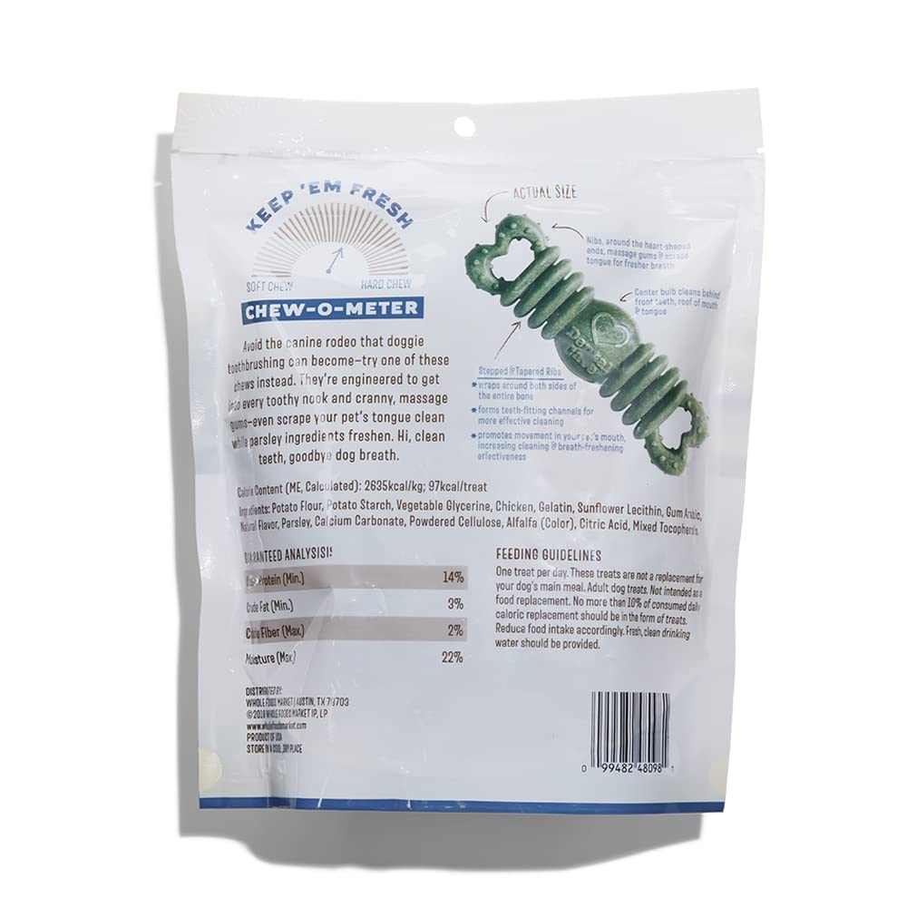 Whole Paws dental chews for medium dogs — wrap-around bone design aids thorough cleaning.