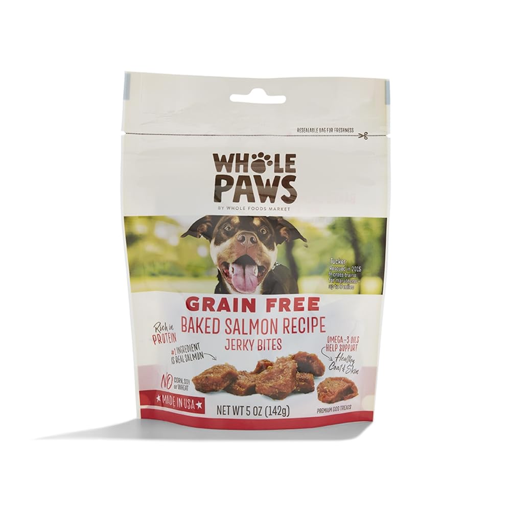 Whole Paws tiras de salmón horneado, snack sabroso para perros activos.