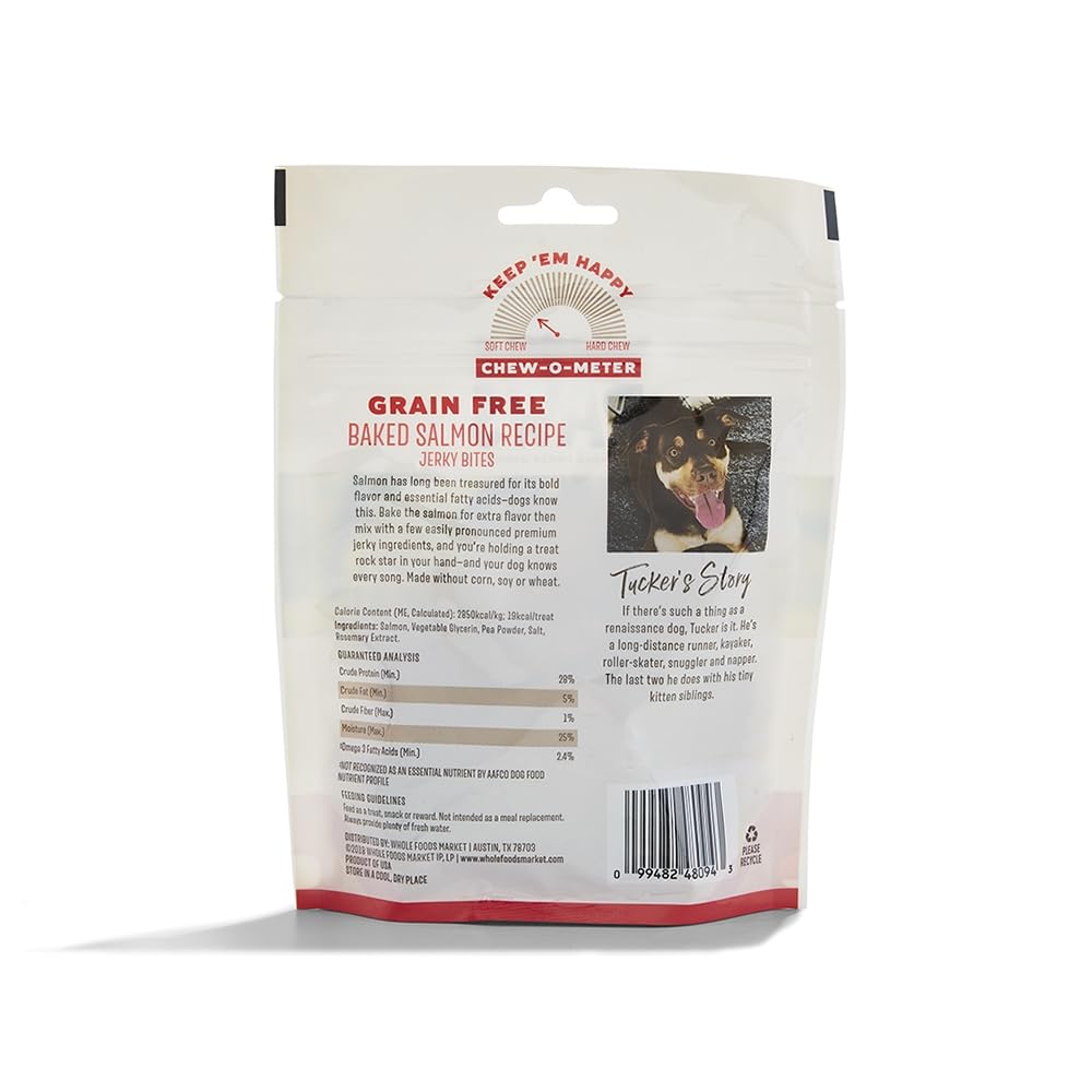 Whole Paws trozos de salmón jerky para perros, snack práctico para entrenar.
