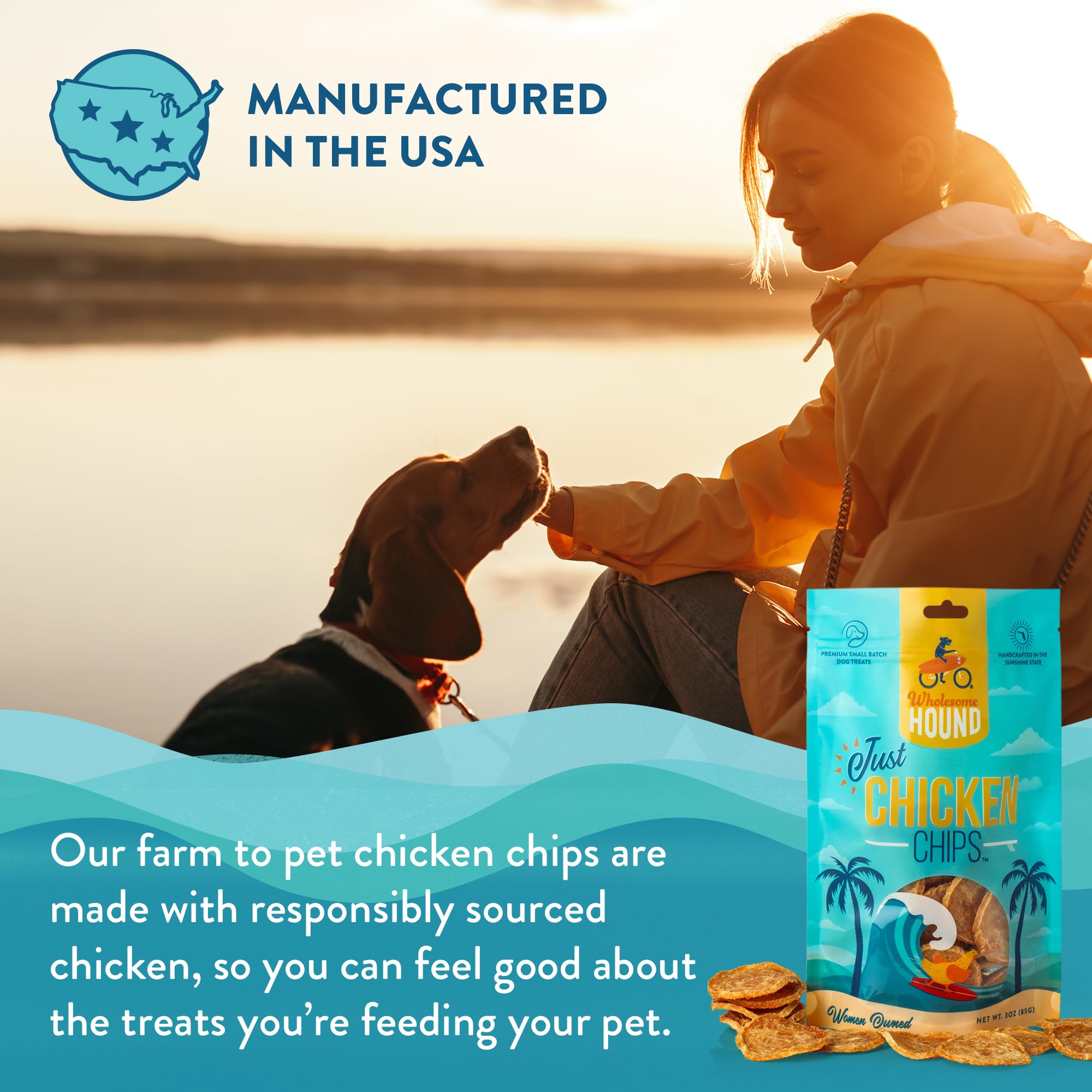 Wholesome Hound Chicken Chips: bajo aporte calórico para snacks entre comidas.