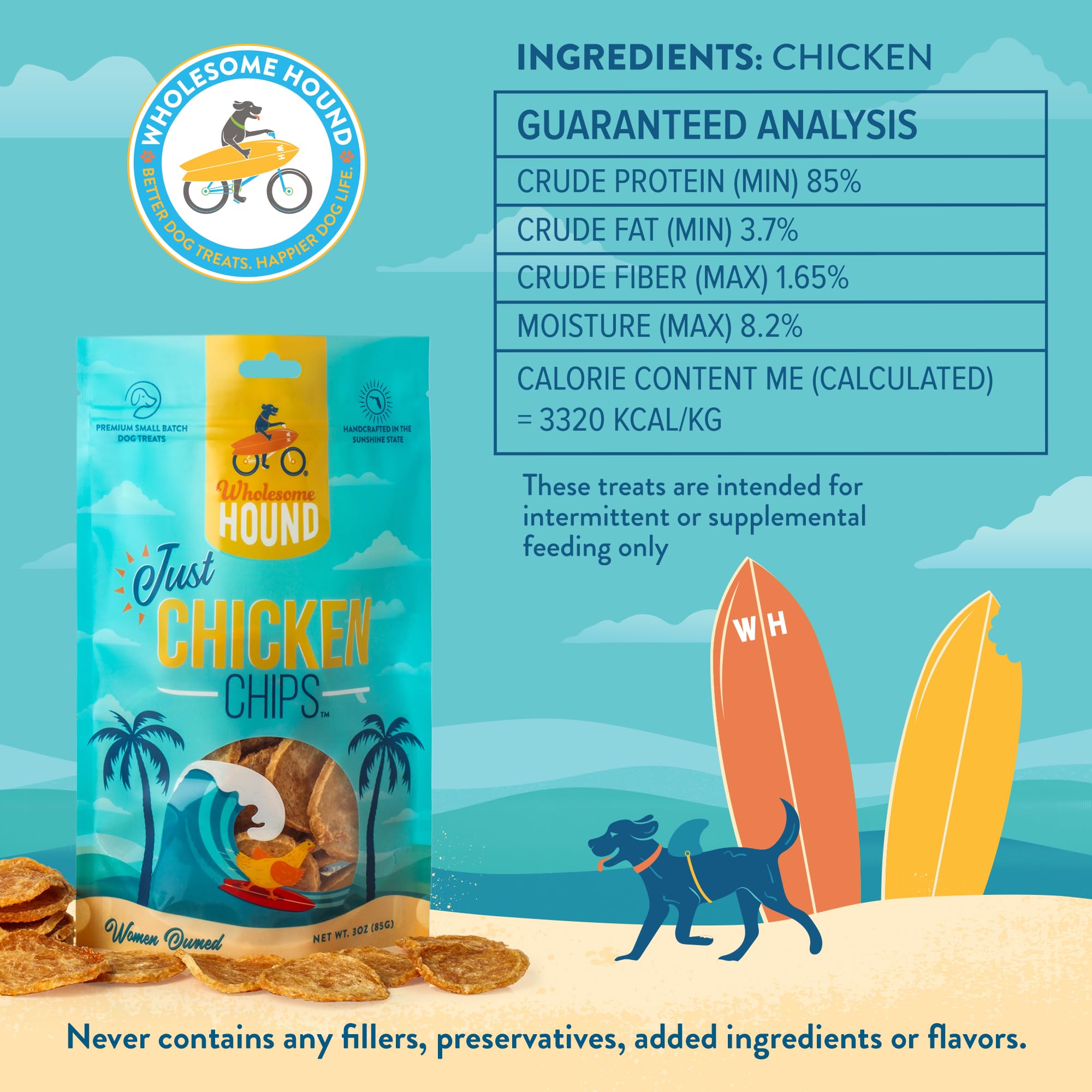 Wholesome Hound Chicken Chips: apto para todas las razas y edades.