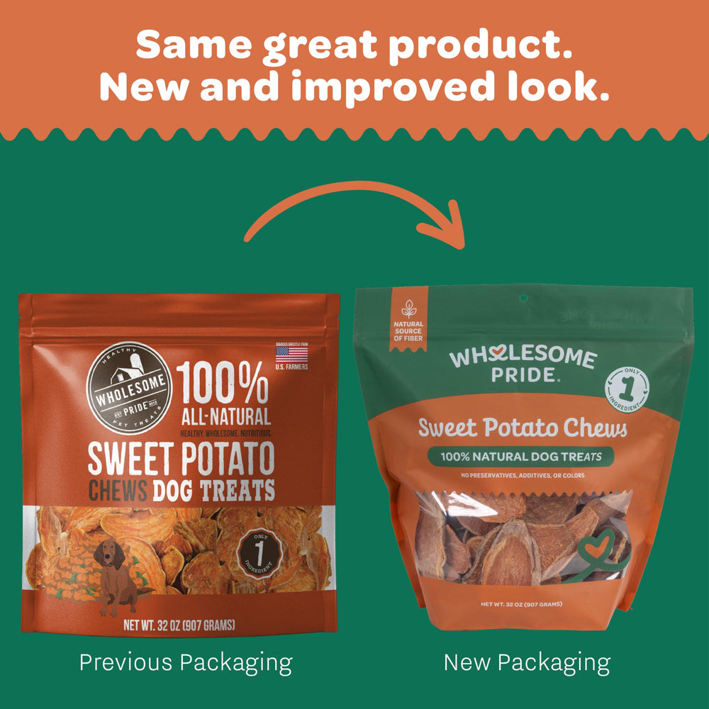 Wholesome Pride batata dulce para perros sensibles: snack rico en fibra