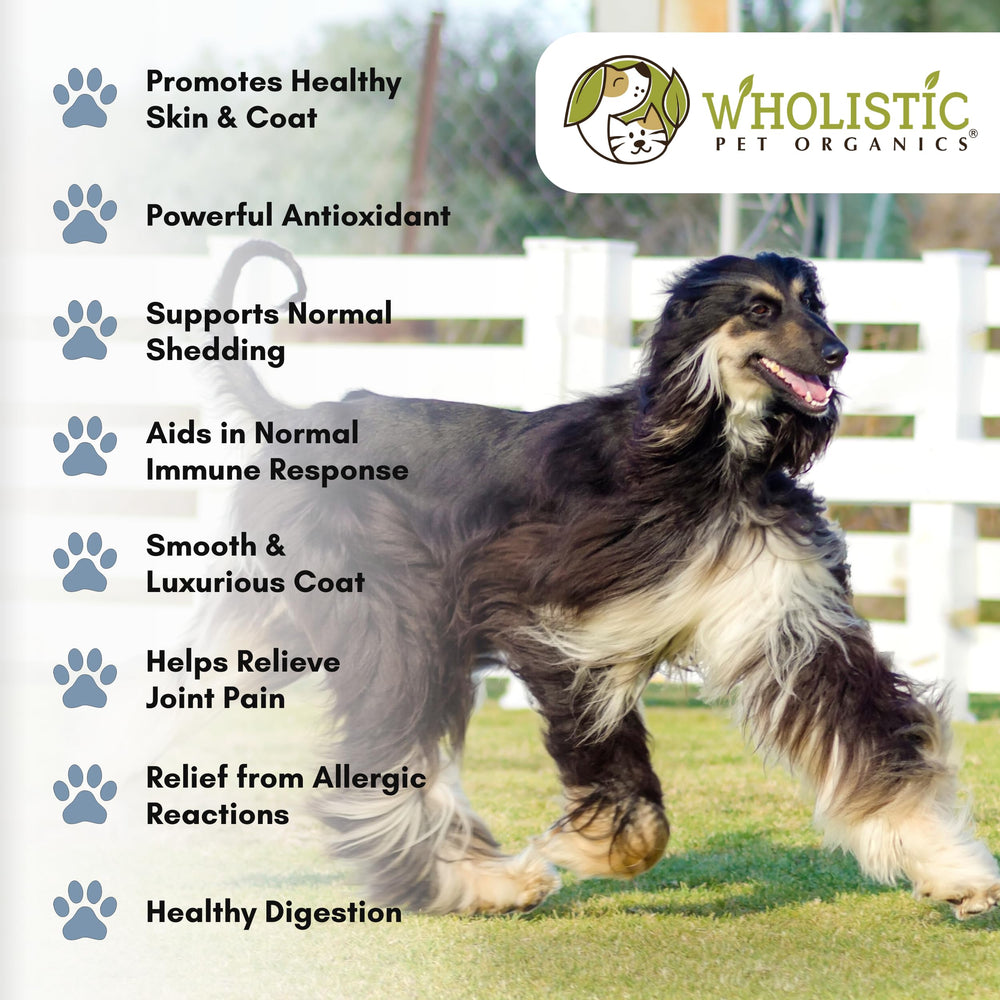 Wholistic Pet Organics aceite linaza para piel sana, uso diario en mascotas